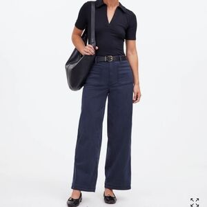 Madewell Emmett wide leg patch pocket pants Navy blue